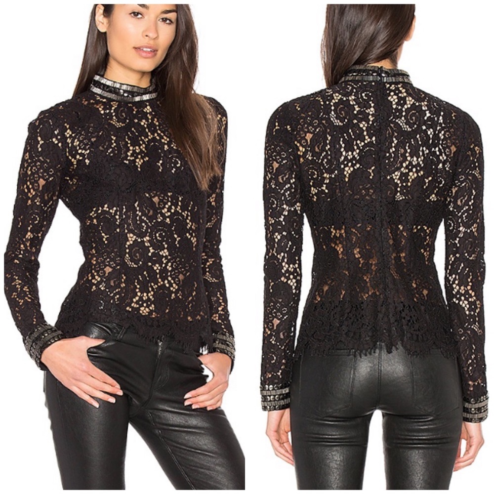Majorelle Dare To Escape Lace Top Small beaded black